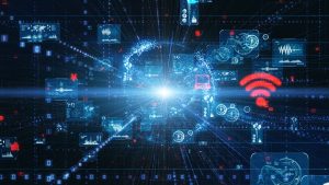 Digital transformation concept. Binary code. Programming.