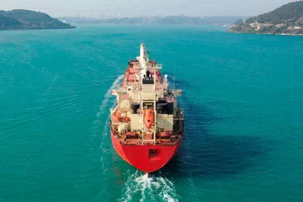 Maritime shipping near land image